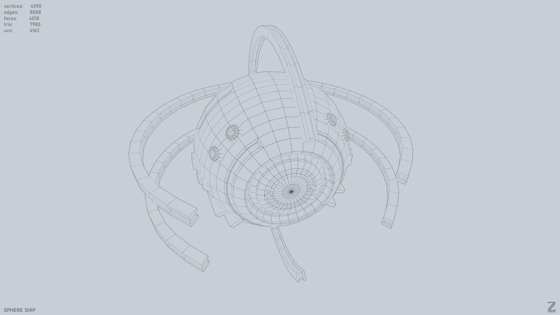 Sphere ship Low-poly 3D model_14