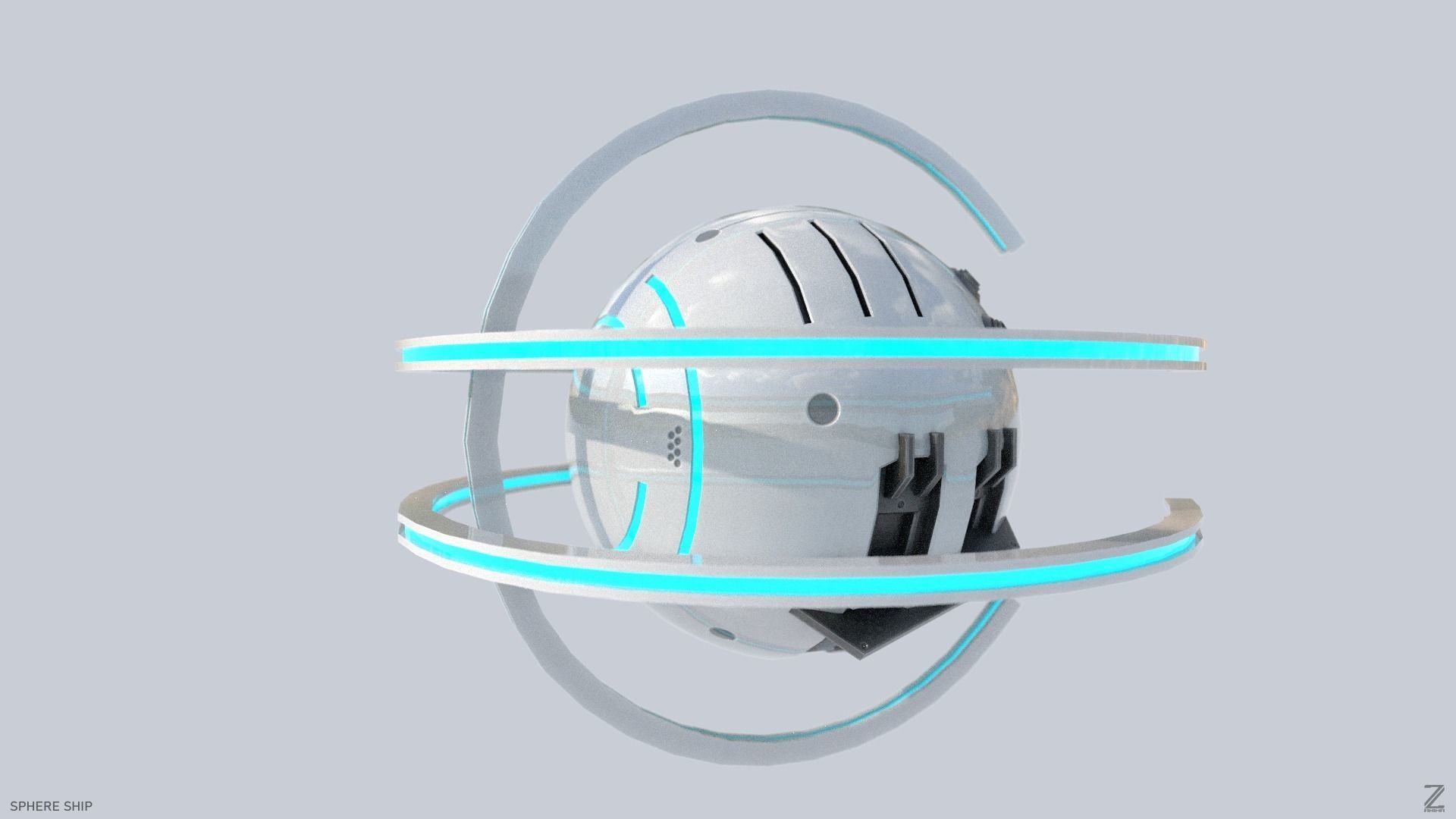 Sphere ship Low-poly 3D model_4