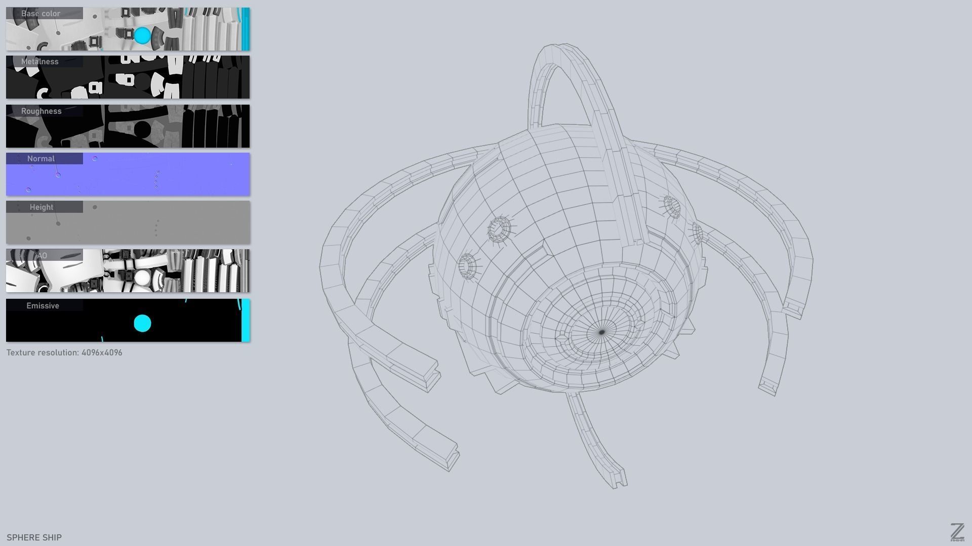 Sphere ship Low-poly 3D model_2