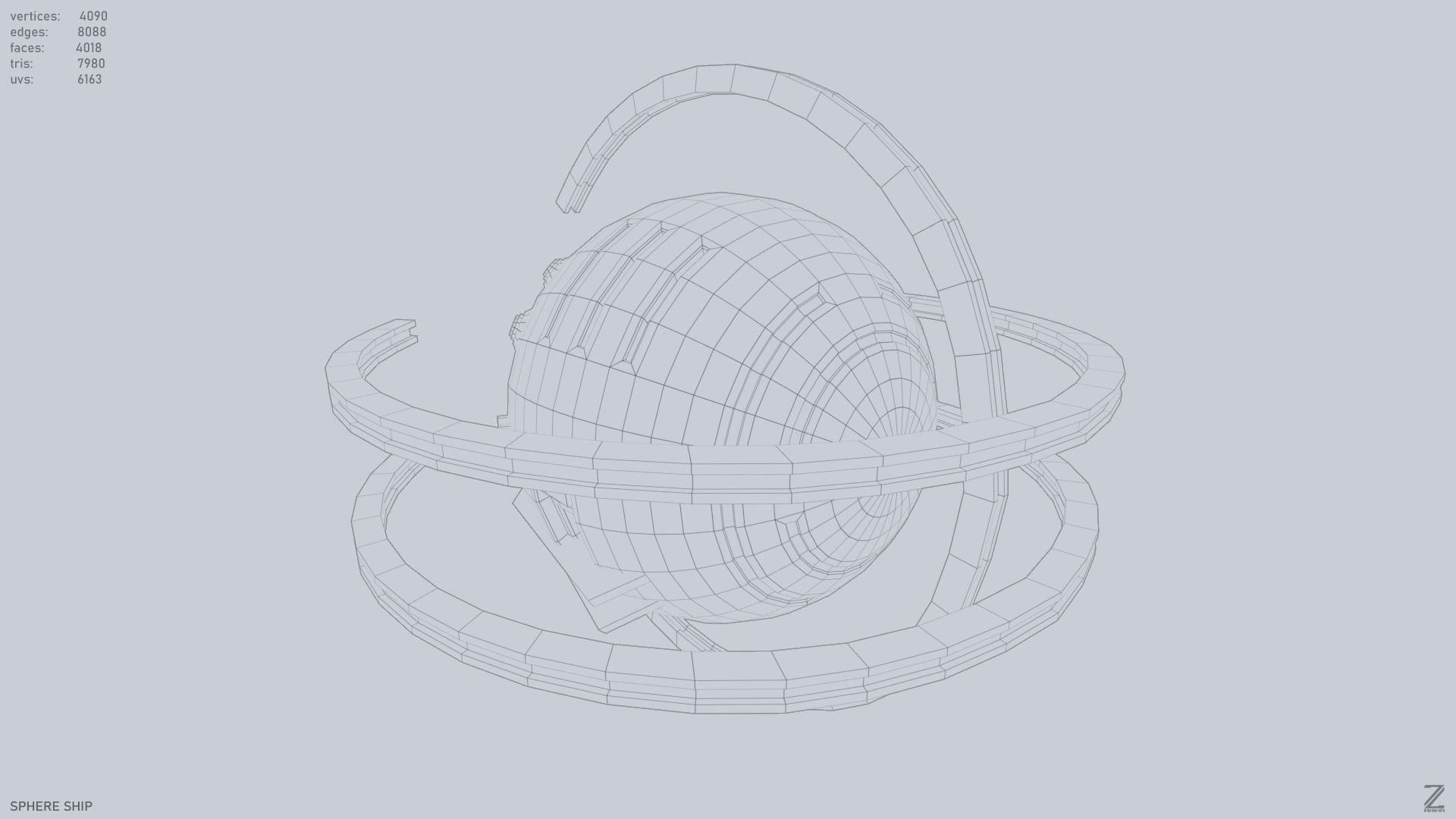 Sphere ship Low-poly 3D model_10