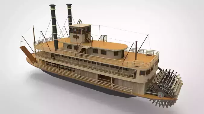 Paddle steamers 19th century 3D model