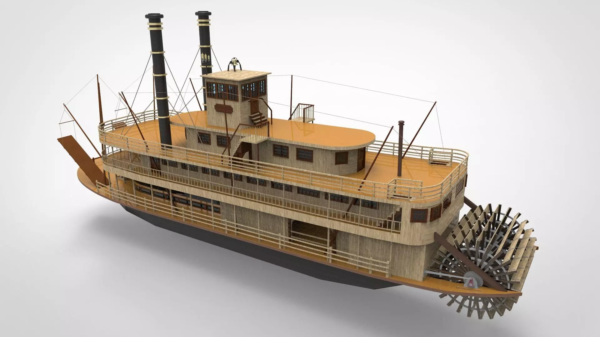 Paddle steamers 19th century 3D model