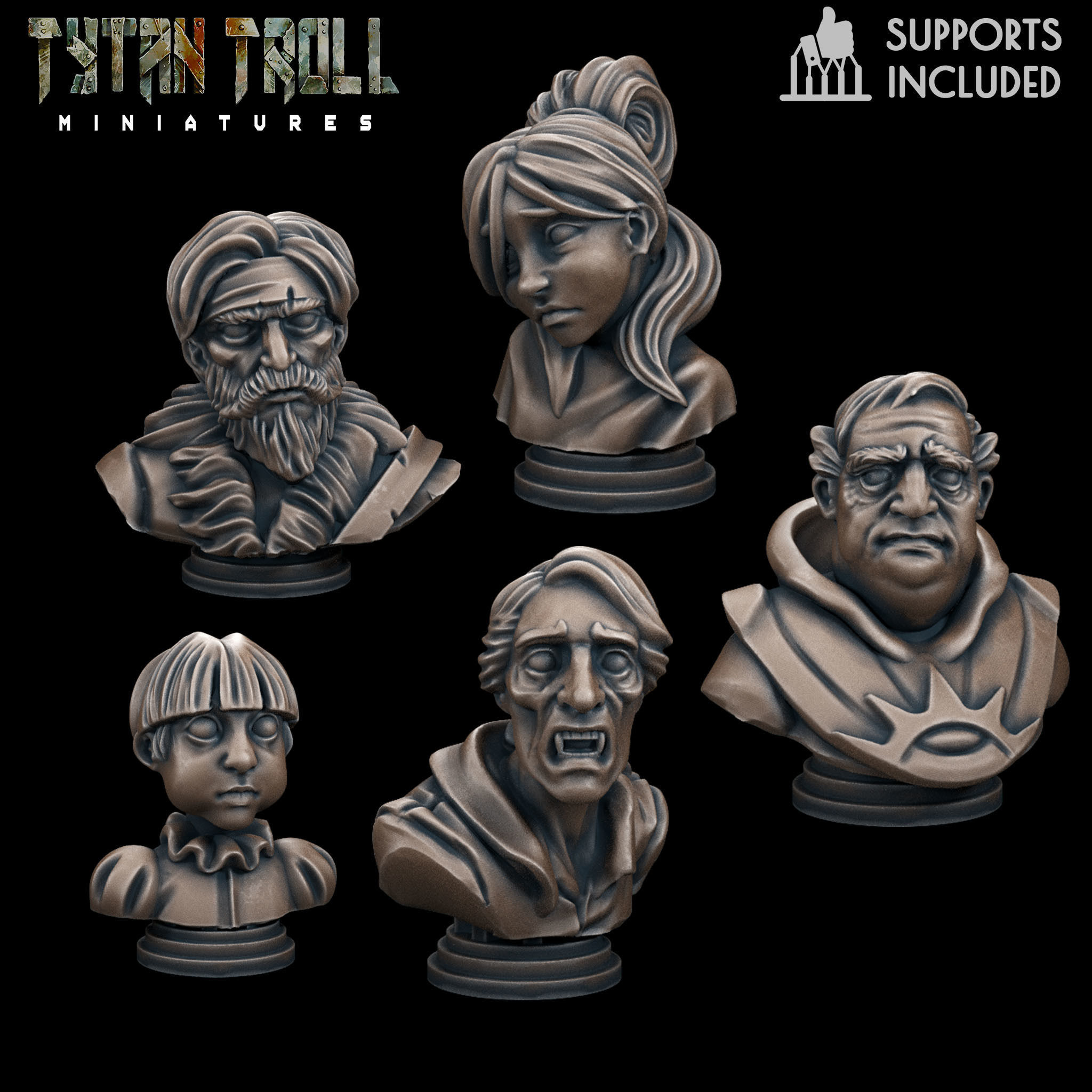 Curse of Strahd 07 Mini Bust Pack - Pre-Supported 3D print model_1