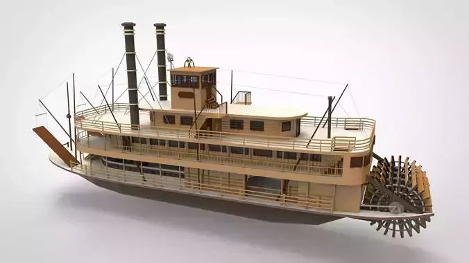 Paddle Steam Boiler Ship 3D model