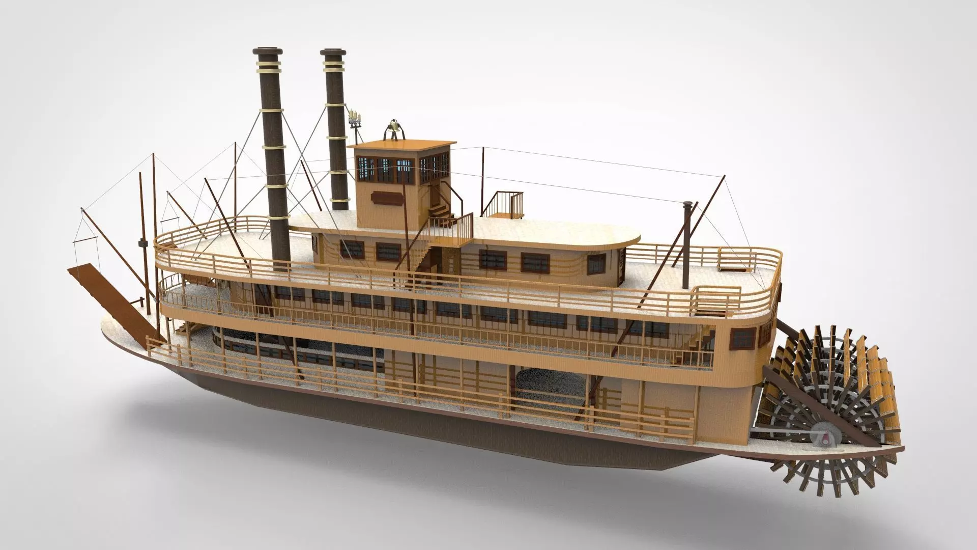 Paddle Steam Boiler Ship 3D model