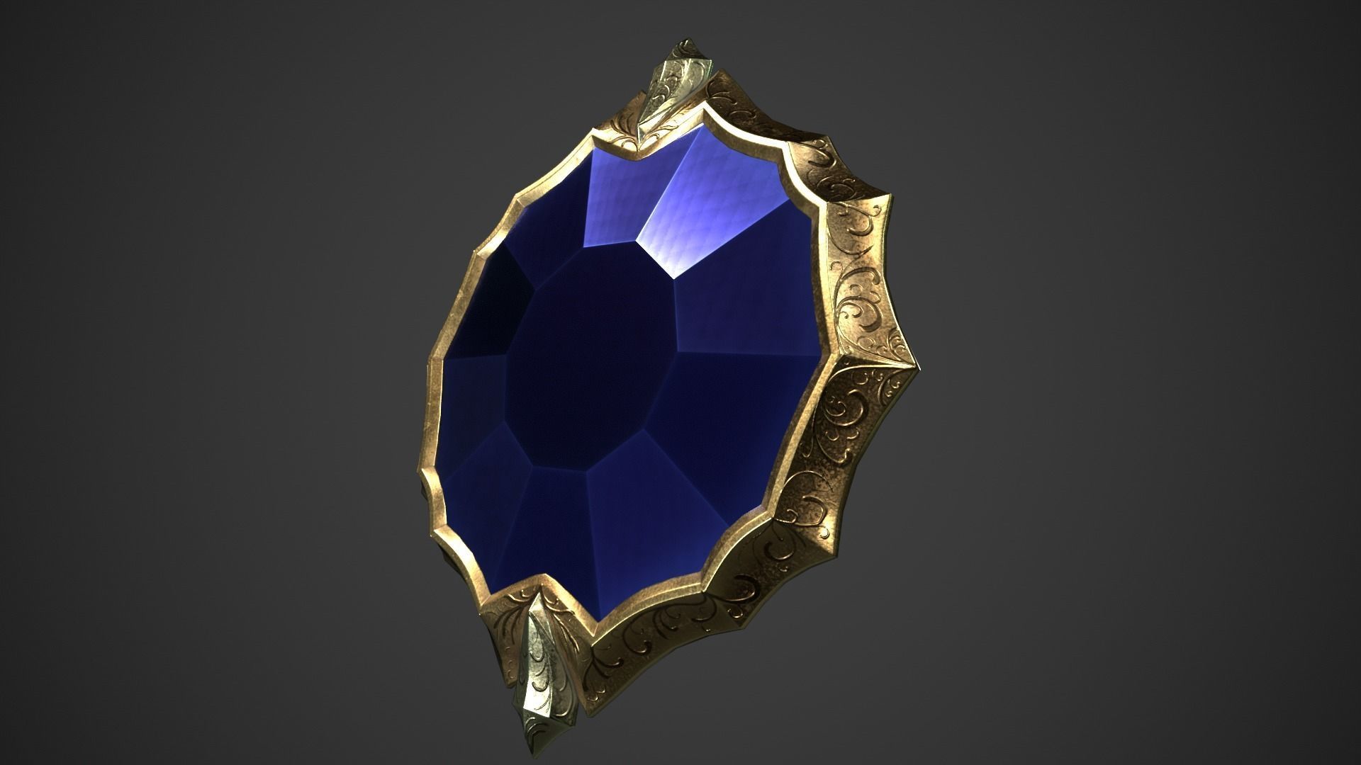 Fantasy Crystal Shield Low-poly 3D model_5