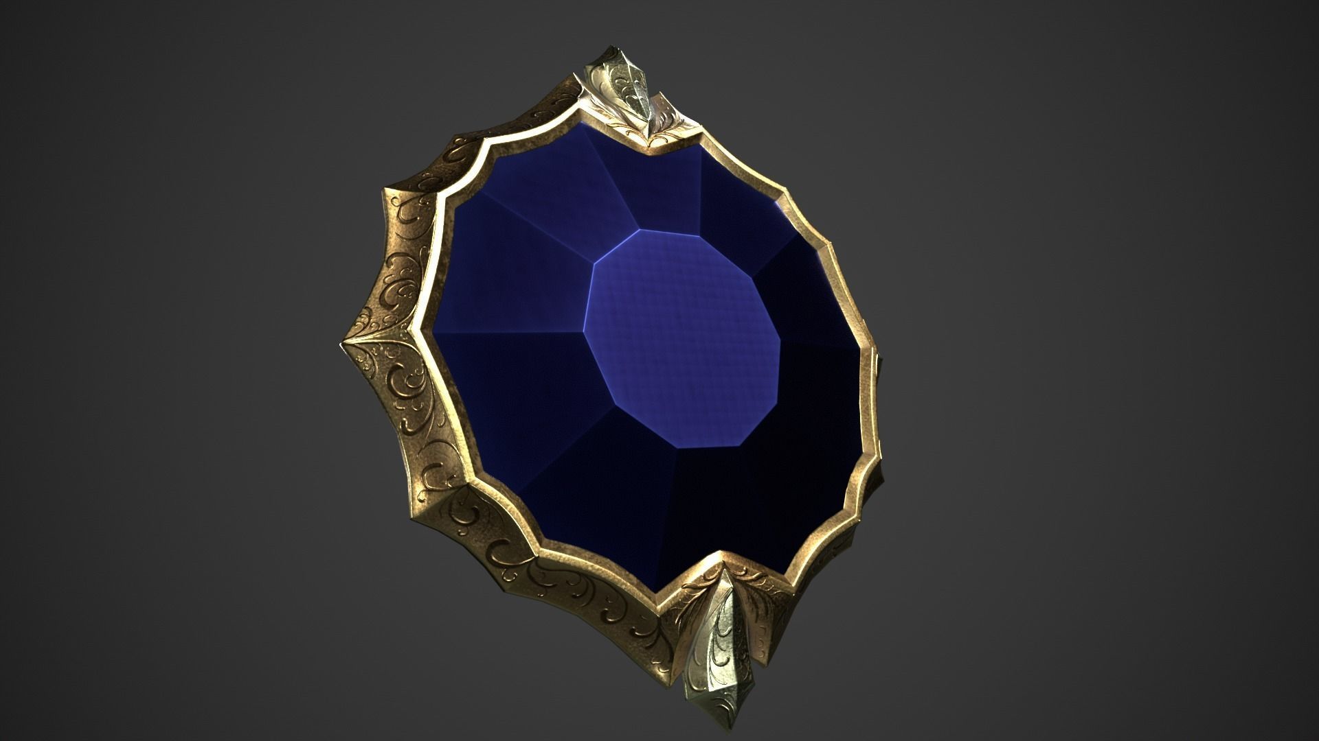 Fantasy Crystal Shield Low-poly 3D model_12