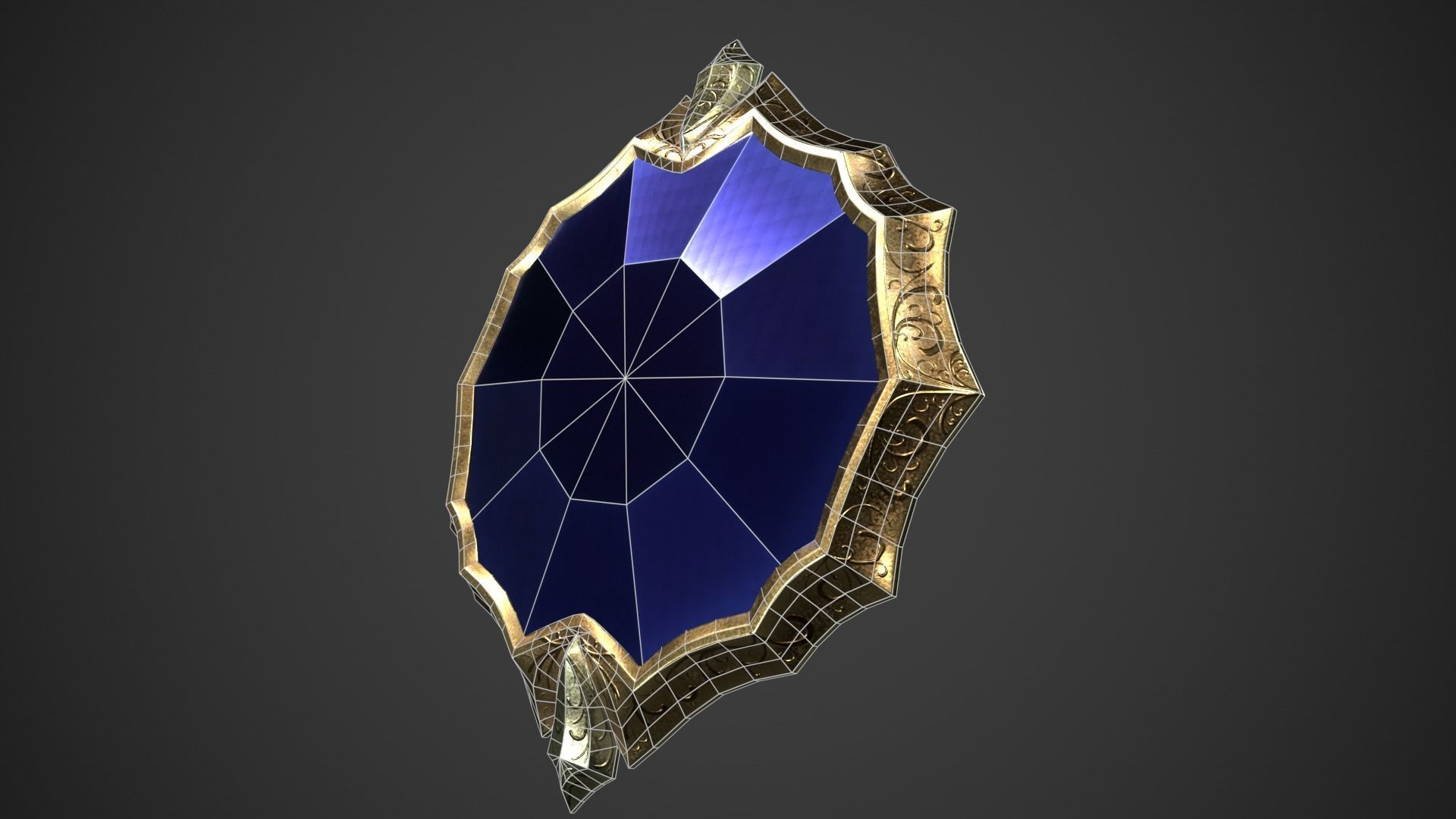Fantasy Crystal Shield Low-poly 3D model_14