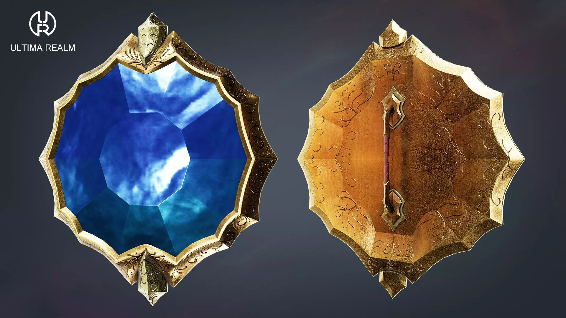 Fantasy Crystal Shield Low-poly 3D model_0