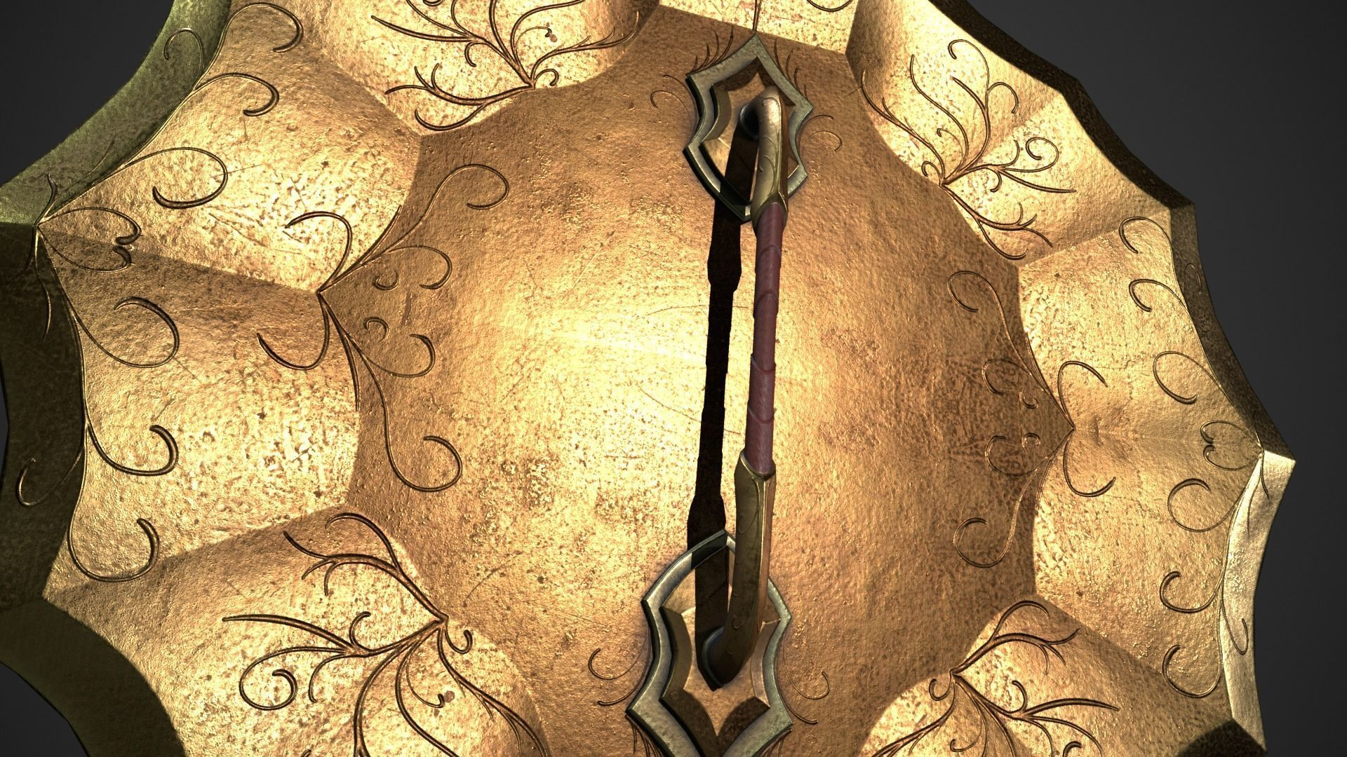 Fantasy Crystal Shield Low-poly 3D model_11