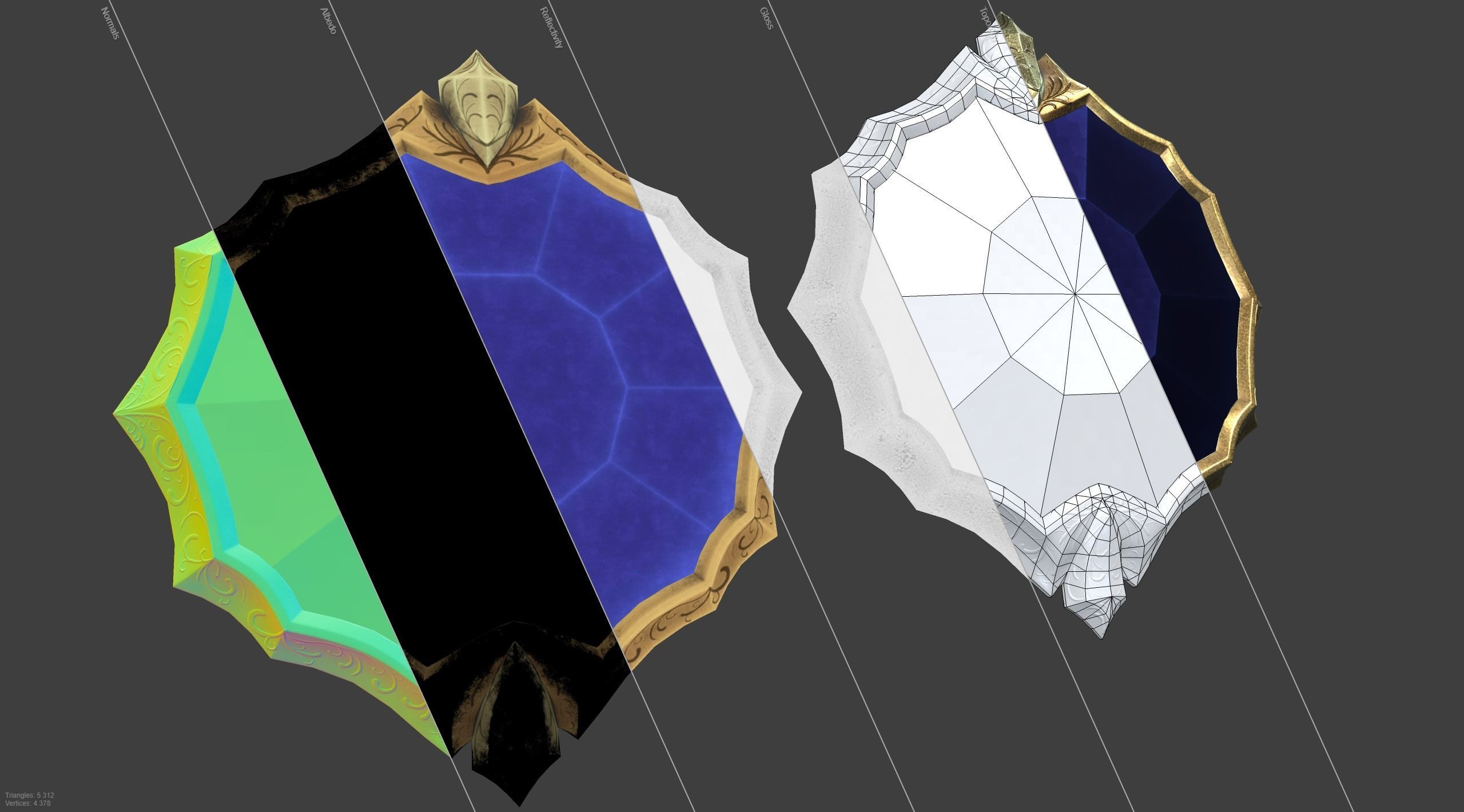 Fantasy Crystal Shield Low-poly 3D model_3