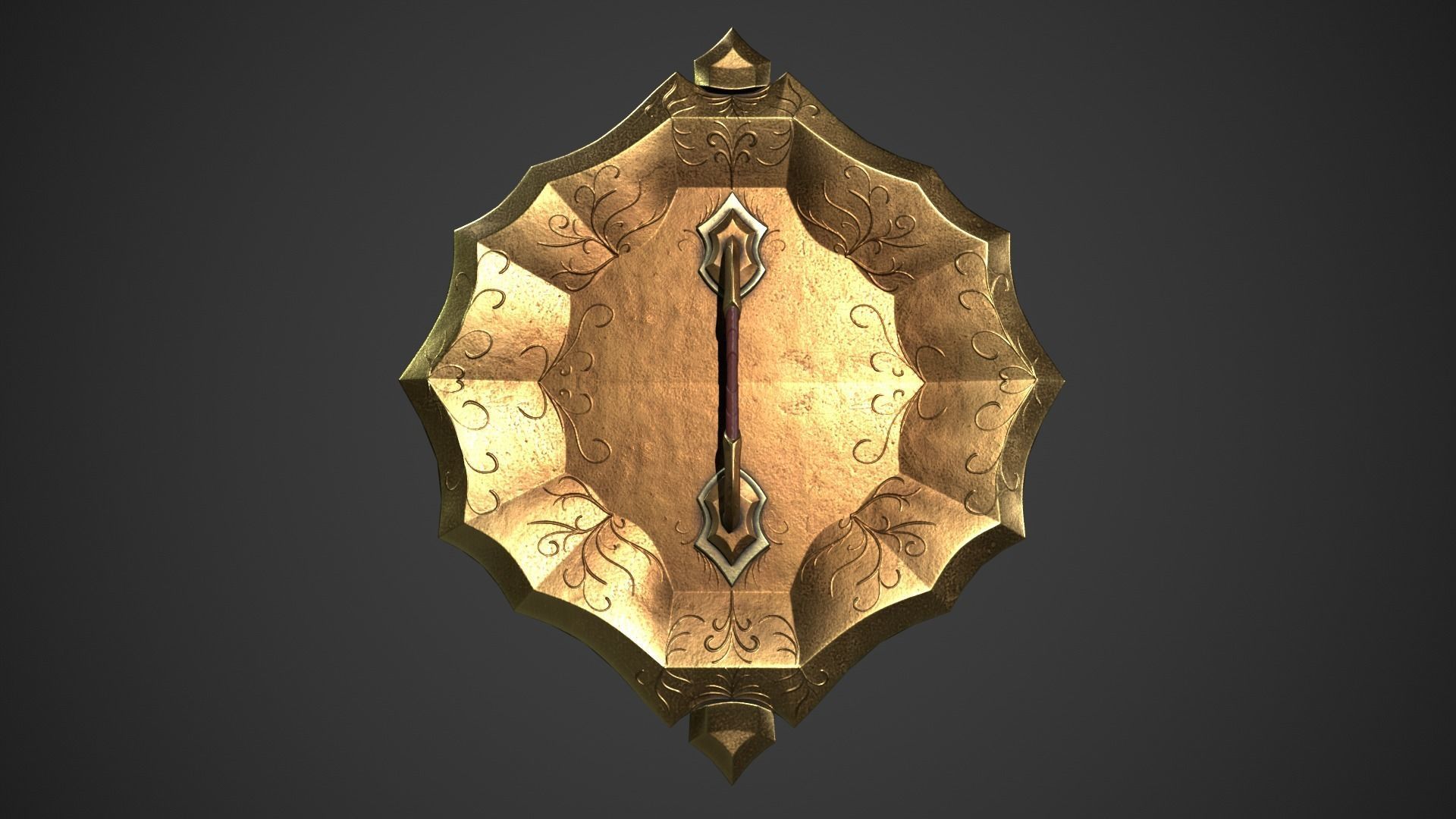 Fantasy Crystal Shield Low-poly 3D model_7