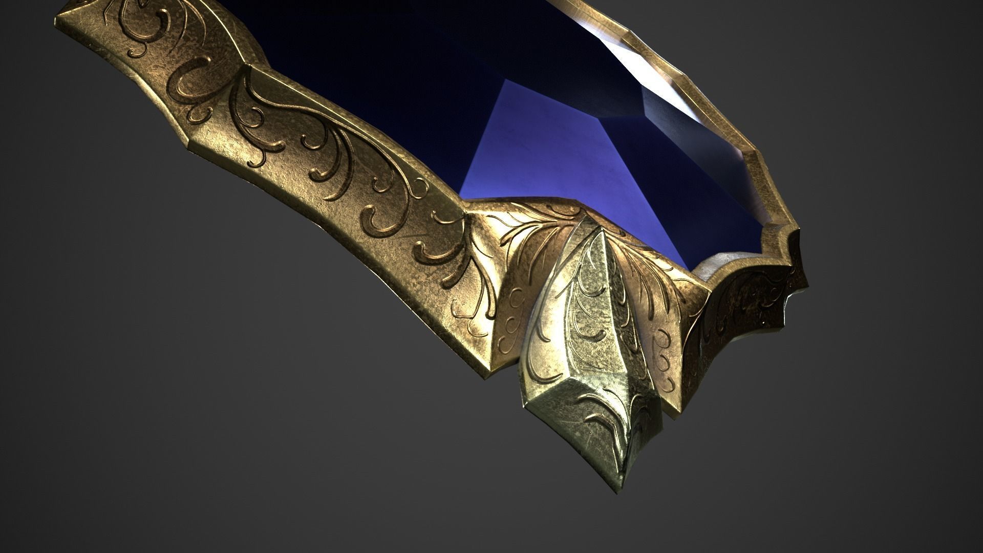 Fantasy Crystal Shield Low-poly 3D model_10