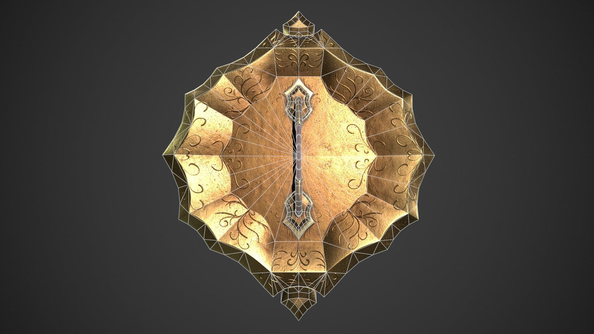 Fantasy Crystal Shield Low-poly 3D model_16