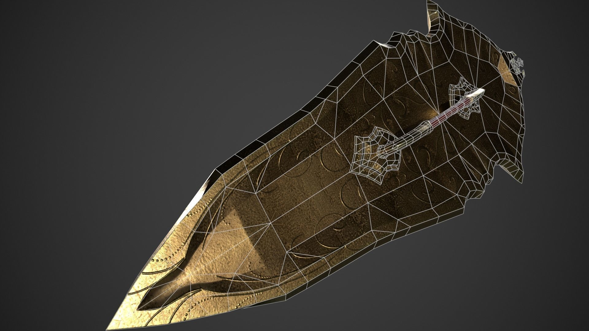 Fantasy Oblong Shield Low-poly 3D model_14
