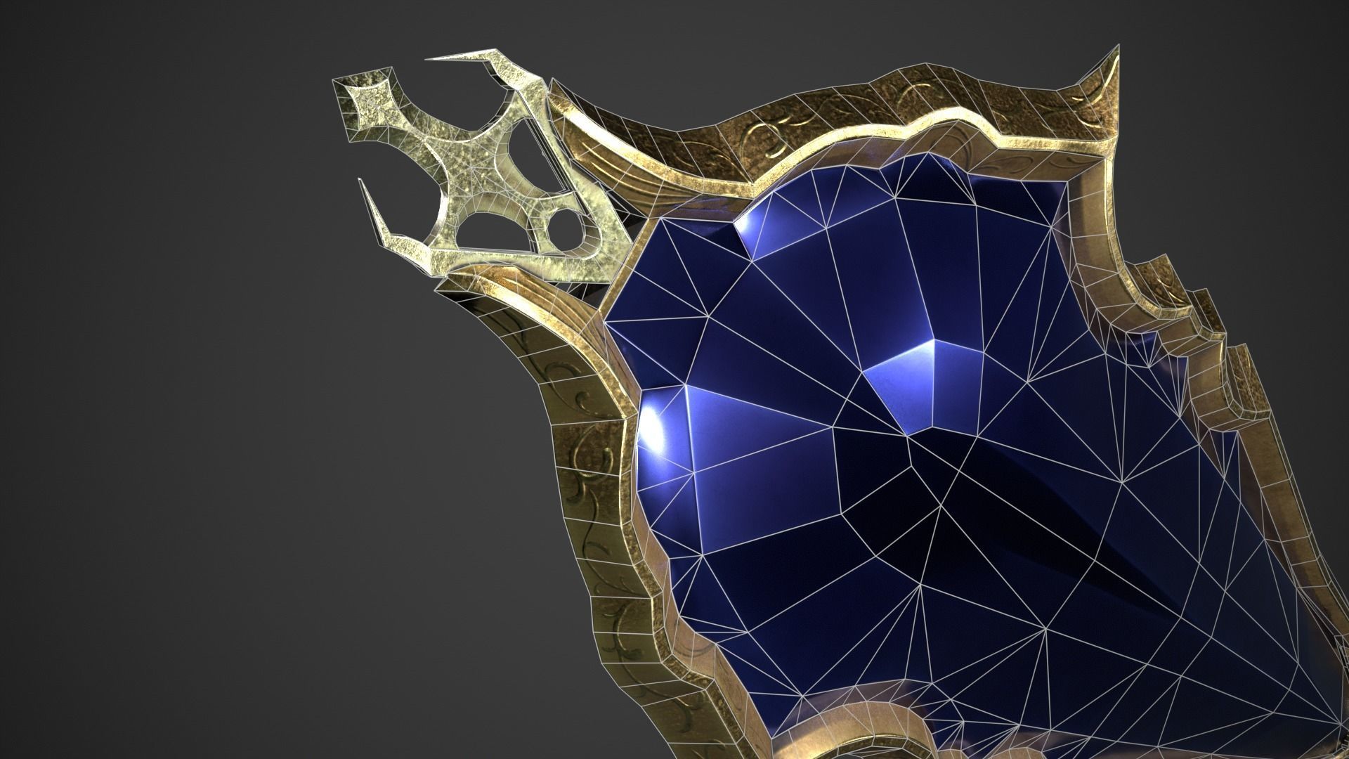 Fantasy Oblong Shield Low-poly 3D model_17