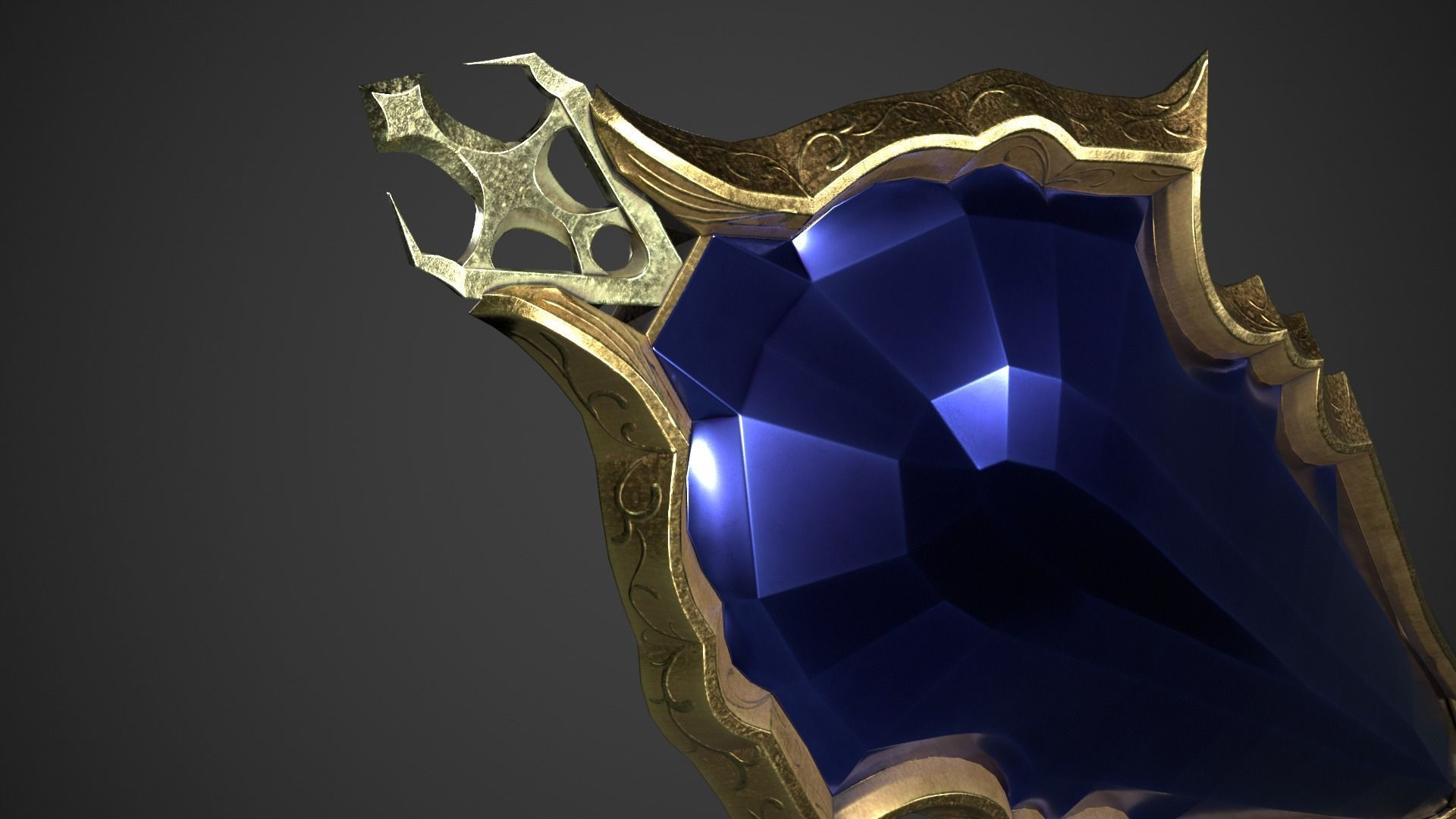 Fantasy Oblong Shield Low-poly 3D model_10