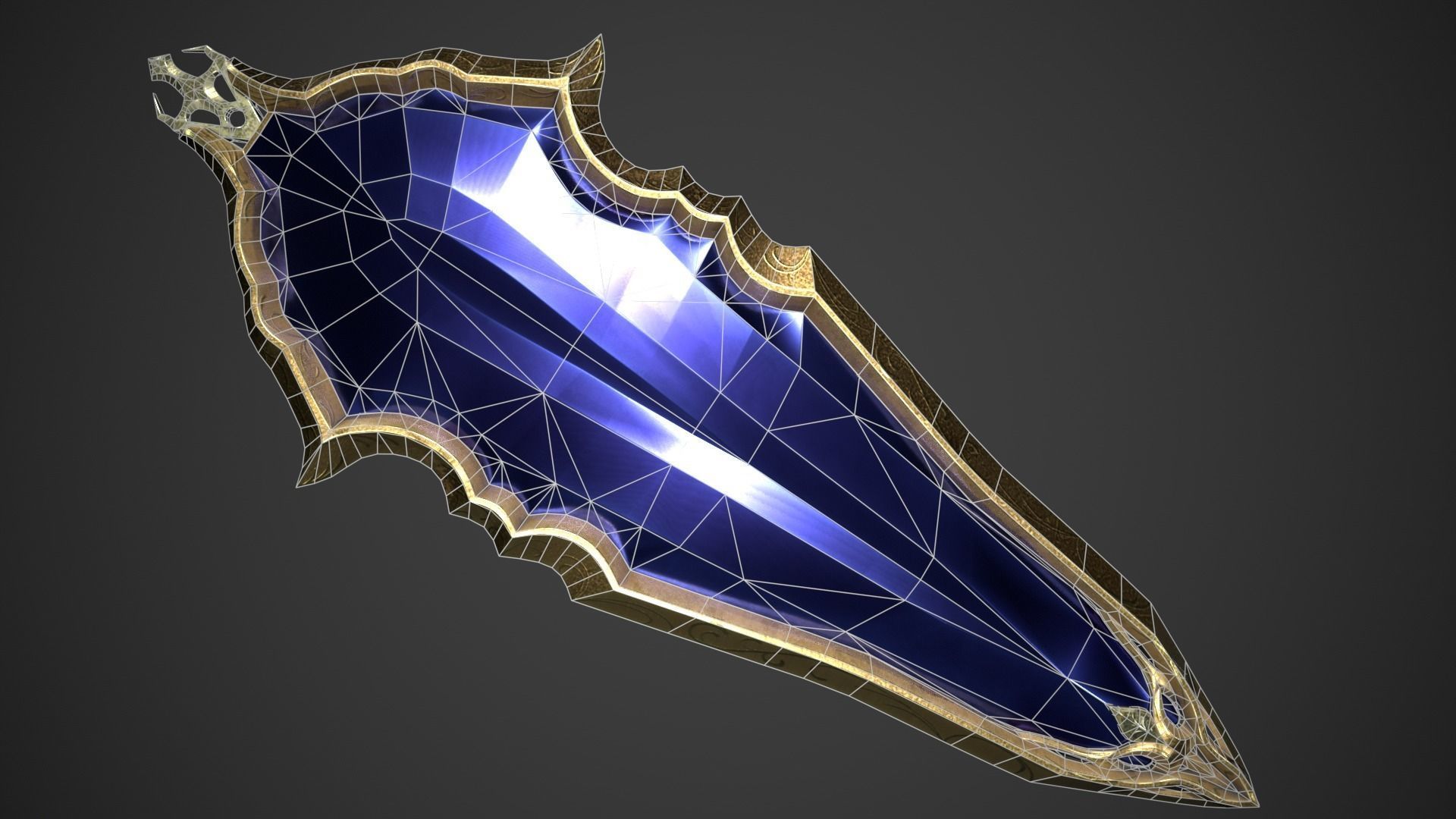 Fantasy Oblong Shield Low-poly 3D model_12