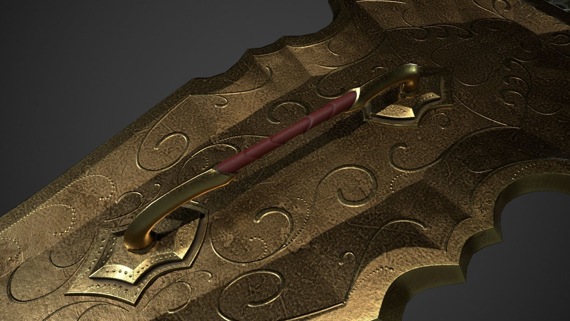 Fantasy Oblong Shield Low-poly 3D model_11