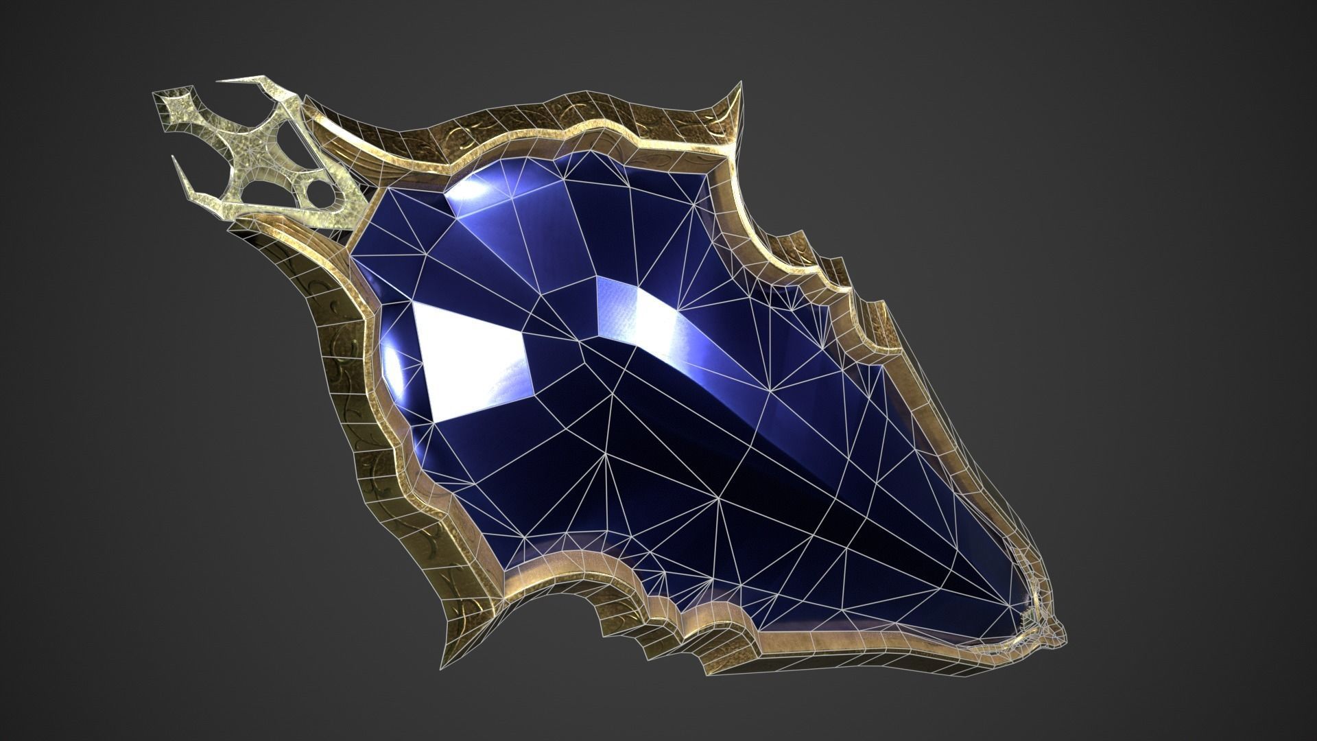 Fantasy Oblong Shield Low-poly 3D model_19