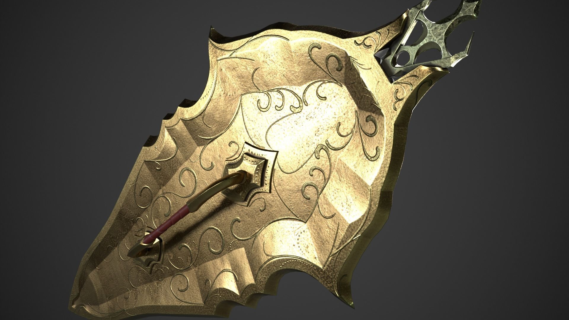 Fantasy Oblong Shield Low-poly 3D model_9