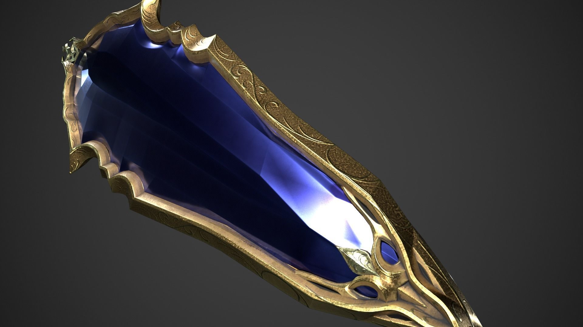 Fantasy Oblong Shield Low-poly 3D model_6