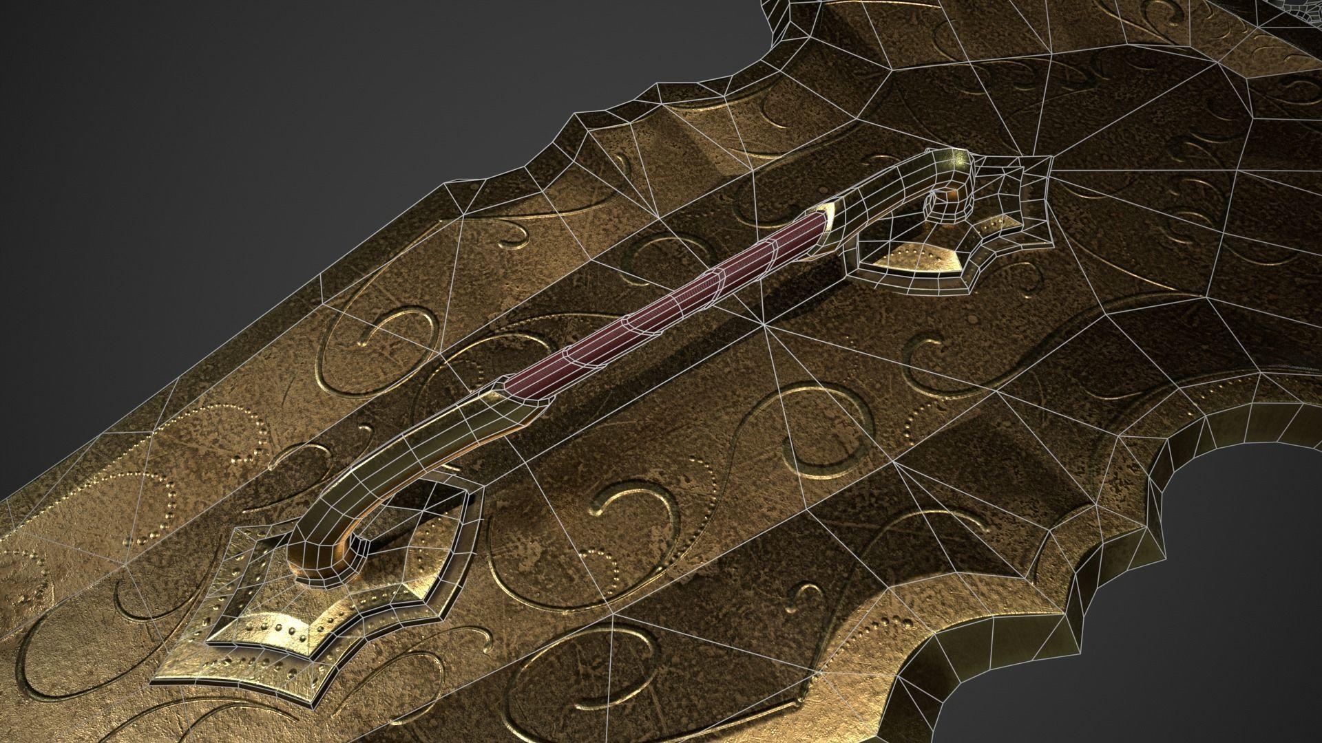 Fantasy Oblong Shield Low-poly 3D model_18