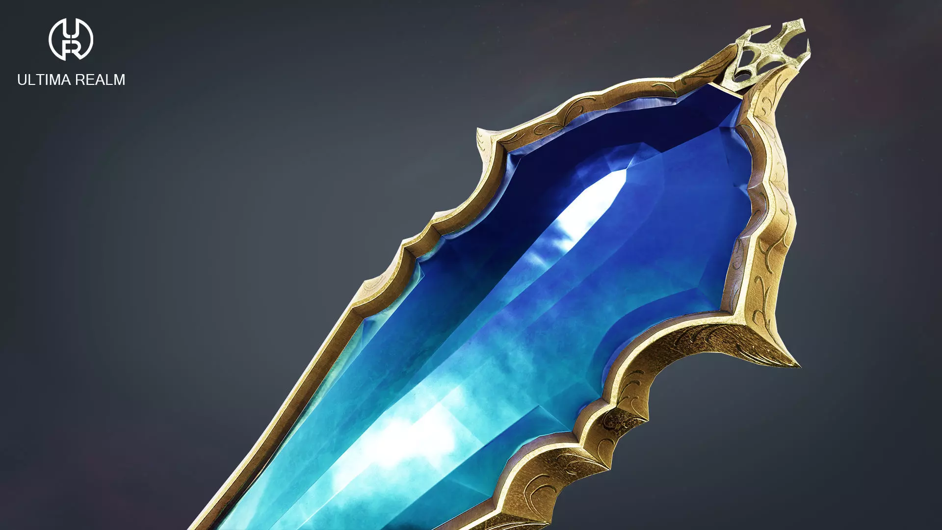 Fantasy Oblong Shield Low-poly 3D model_0