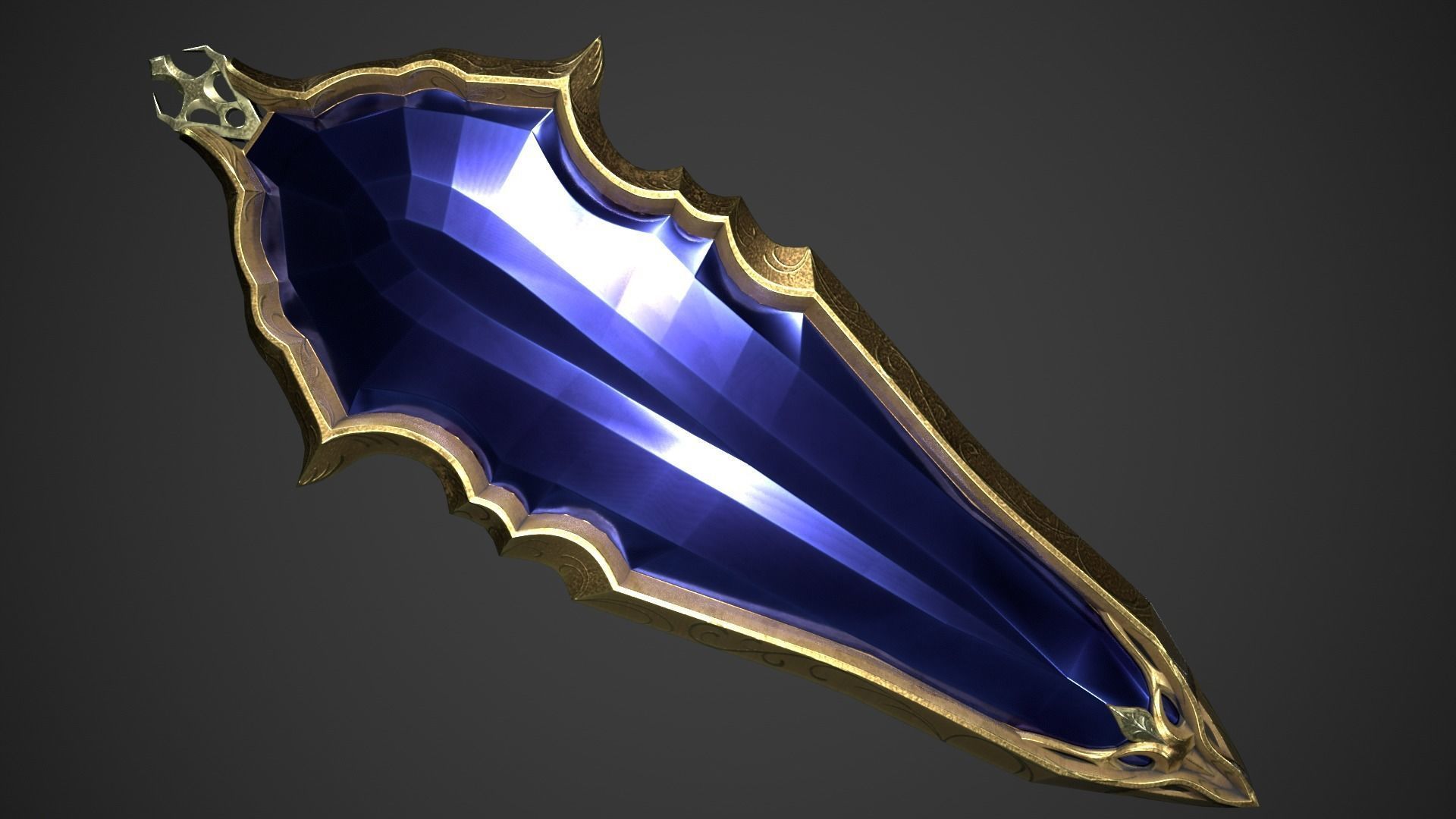 Fantasy Oblong Shield Low-poly 3D model_5