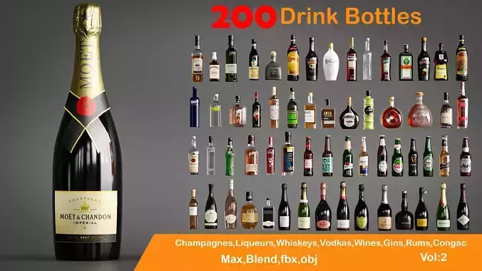 200 Drink Bottle Low-poly 3D model