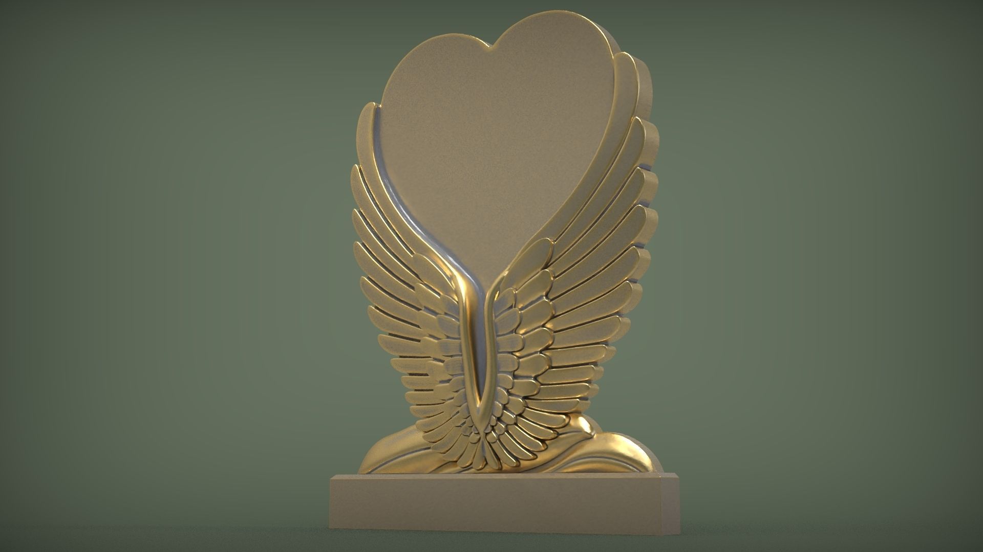 Angel Wings and Heart Memorial 3D print model_4