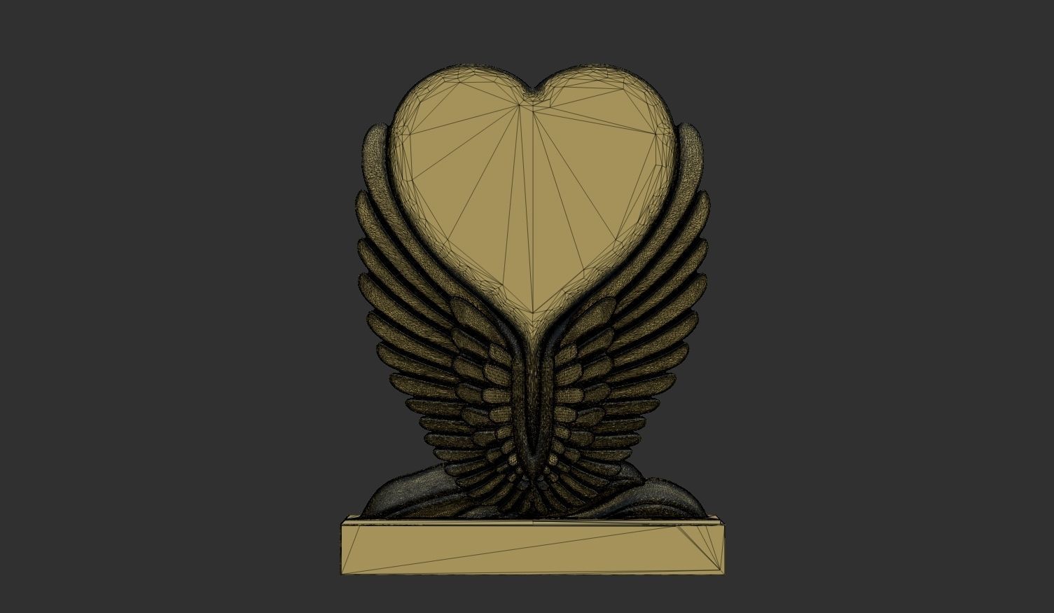Angel Wings and Heart Memorial 3D print model_9