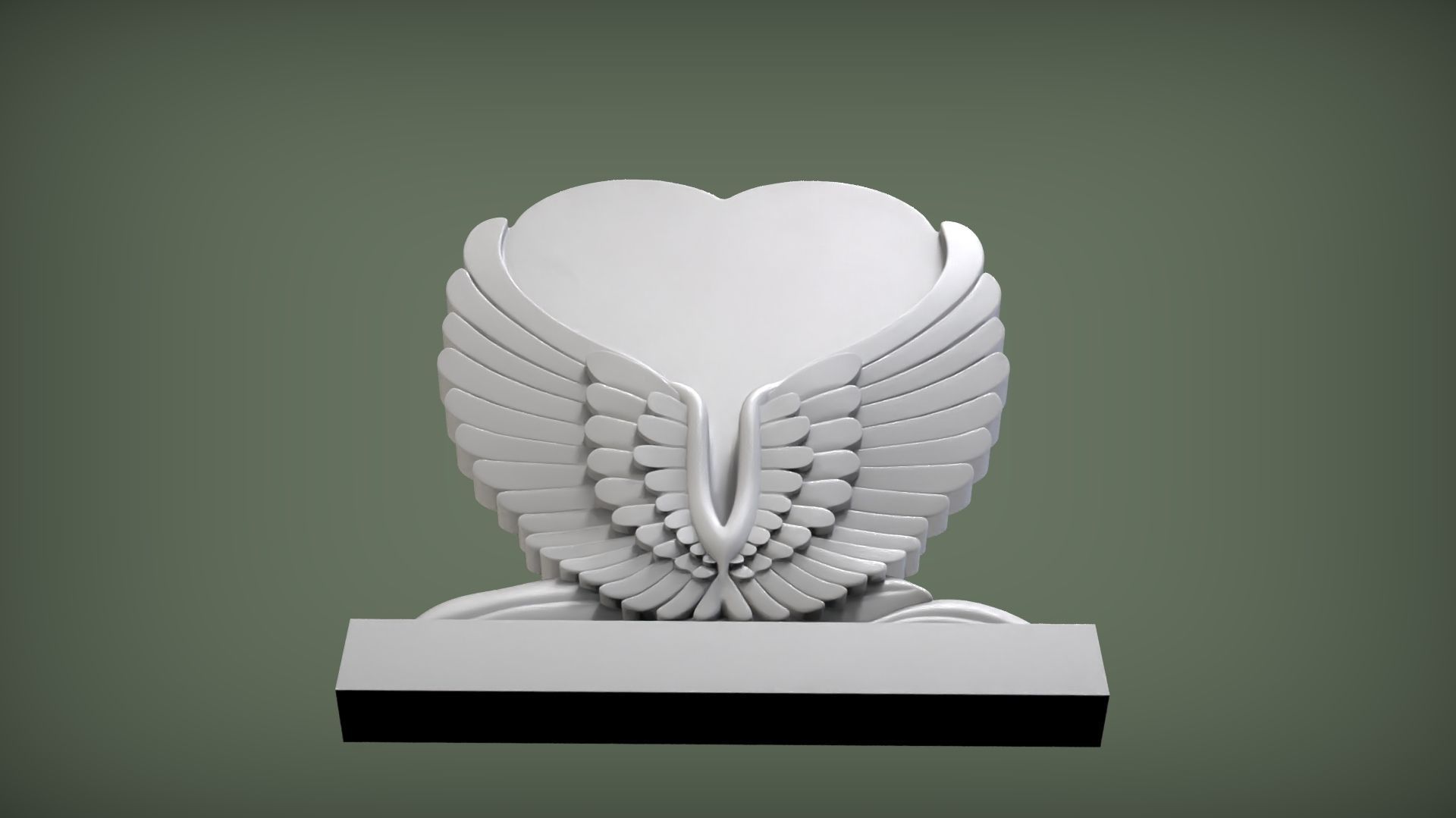 Angel Wings and Heart Memorial 3D print model_8
