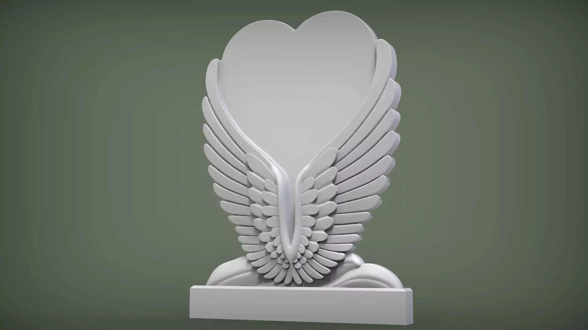 Angel Wings and Heart Memorial 3D print model_0