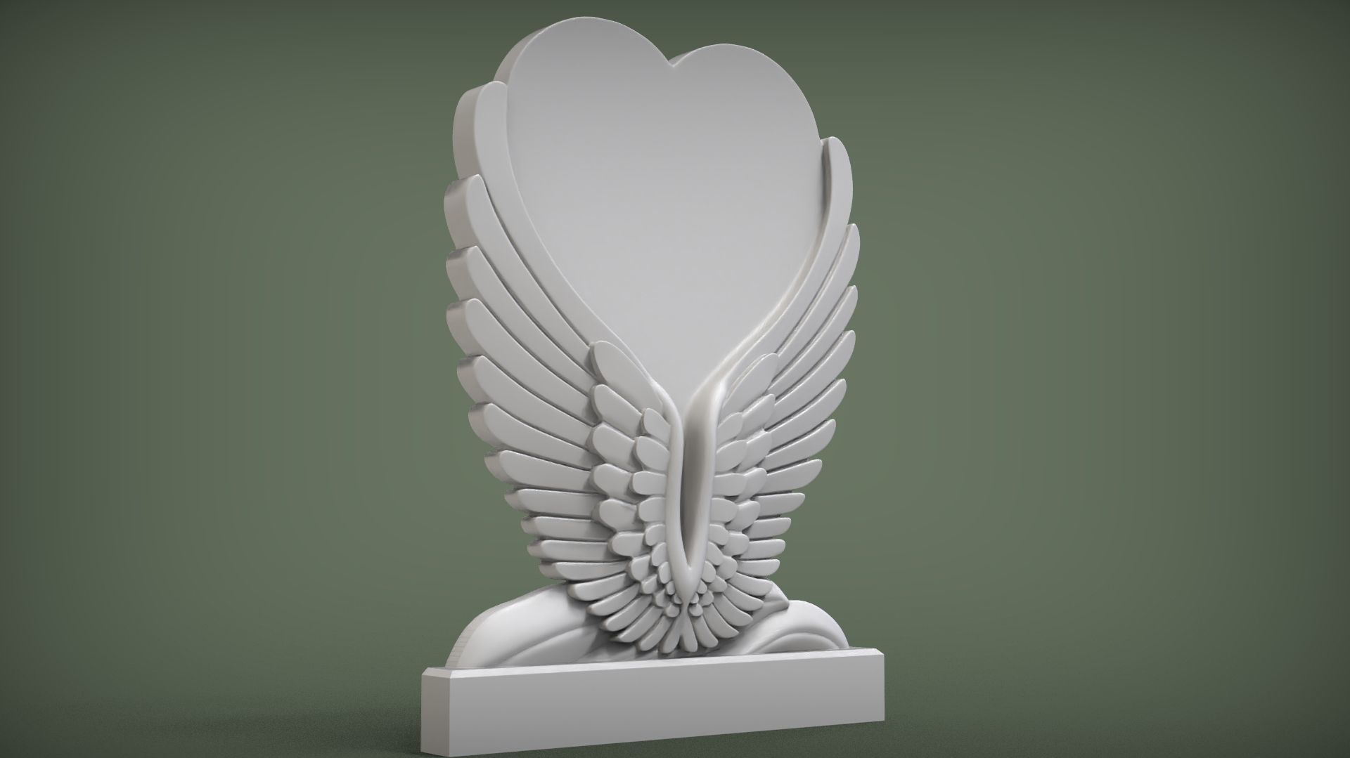 Angel Wings and Heart Memorial 3D print model_1