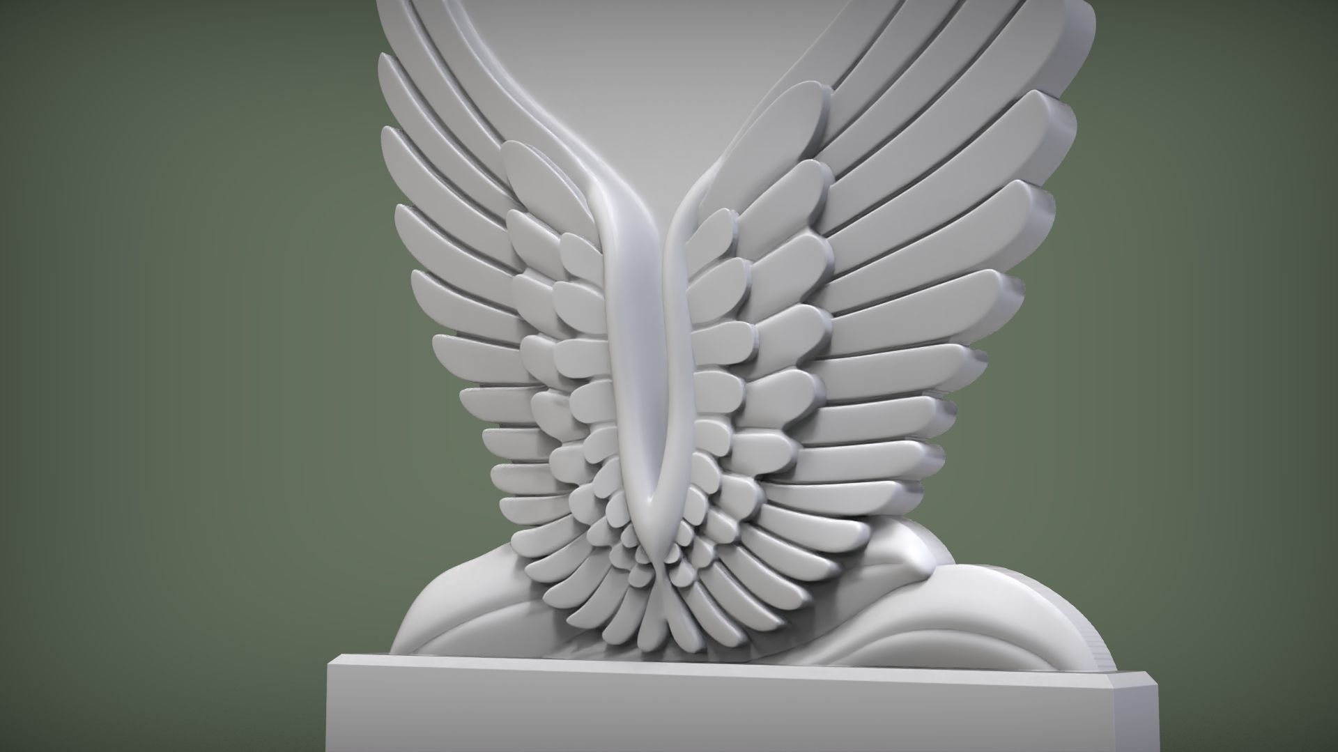 Angel Wings and Heart Memorial 3D print model_3