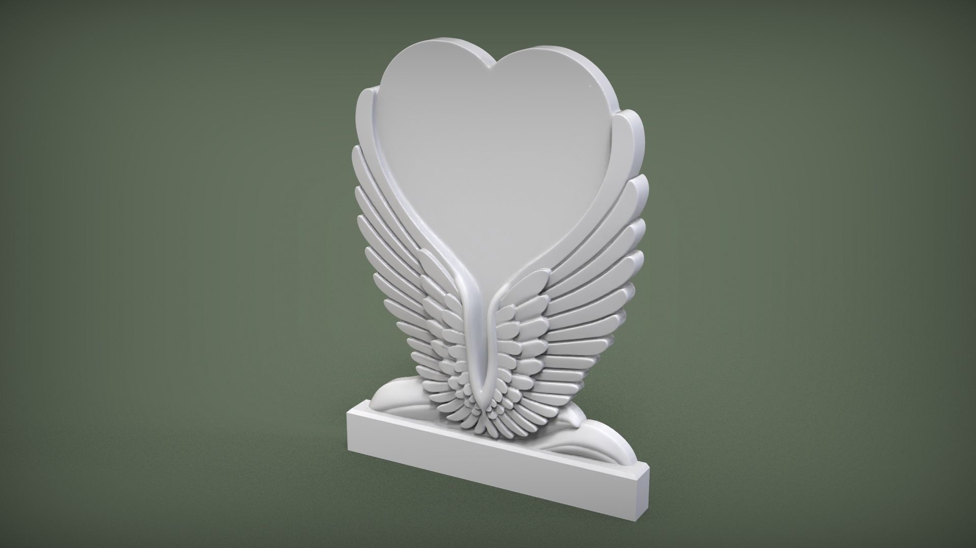 Angel Wings and Heart Memorial 3D print model_2