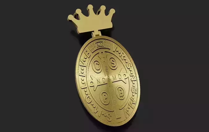 St Benedict Medal Coin with Crown Bail