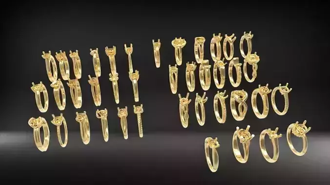 Various Modern Ladies designer wedding bands Dia Rings Jewelry 3D print model