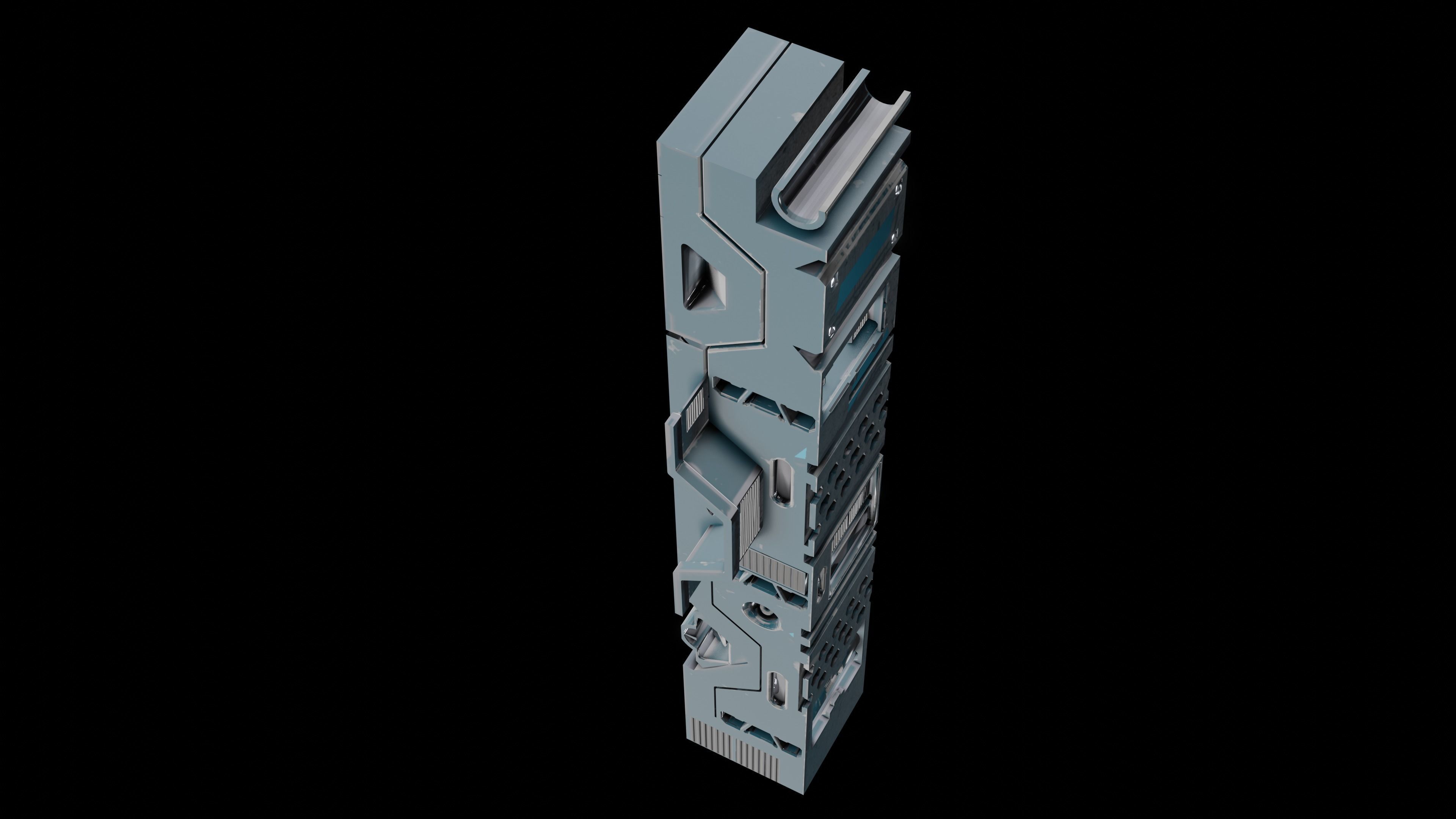 Sci-Fi Hard Surface Pillar 3D print model_21