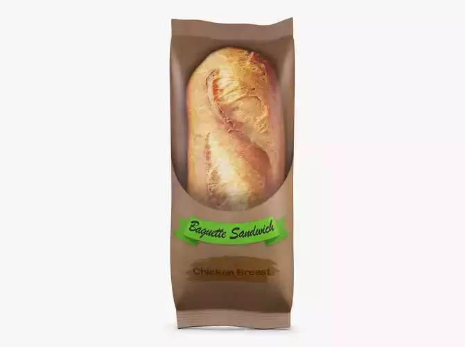 Baguette Sandwich Packaging Simple M 1 3D model