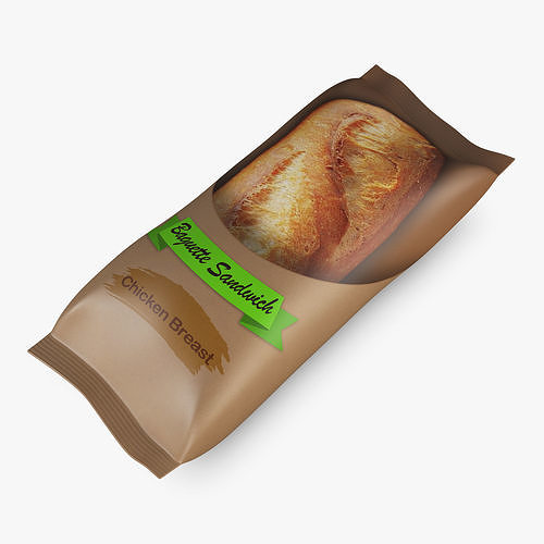 Baguette Sandwich Packaging Simple M 1 3D model 5