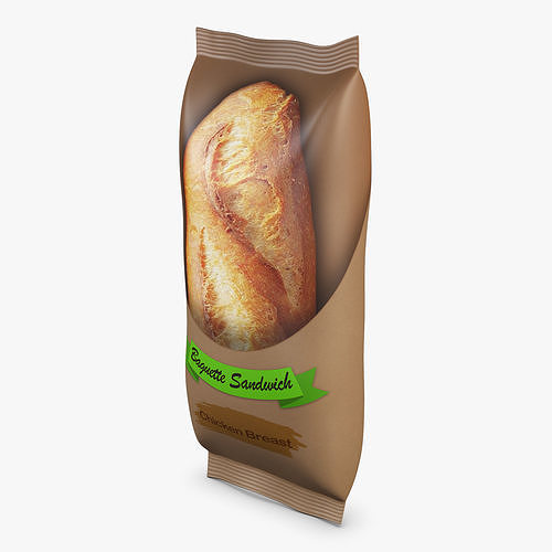 Baguette Sandwich Packaging Simple M 1 3D model 2