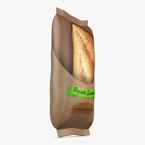 Baguette Sandwich Packaging Simple M 1 3D model 3