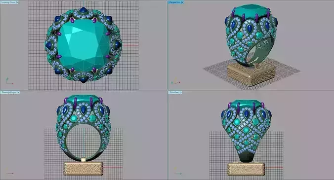 Emerald Ruby and Diamond Ring