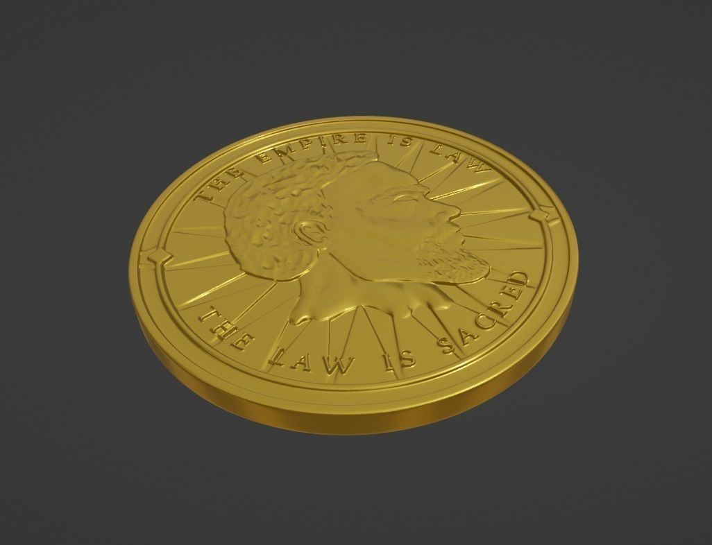 Golden septim Coin 3D print model_2