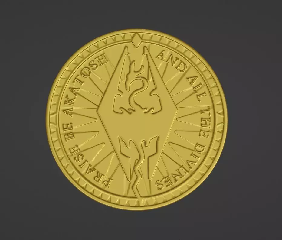 Golden septim Coin 3D print model_0