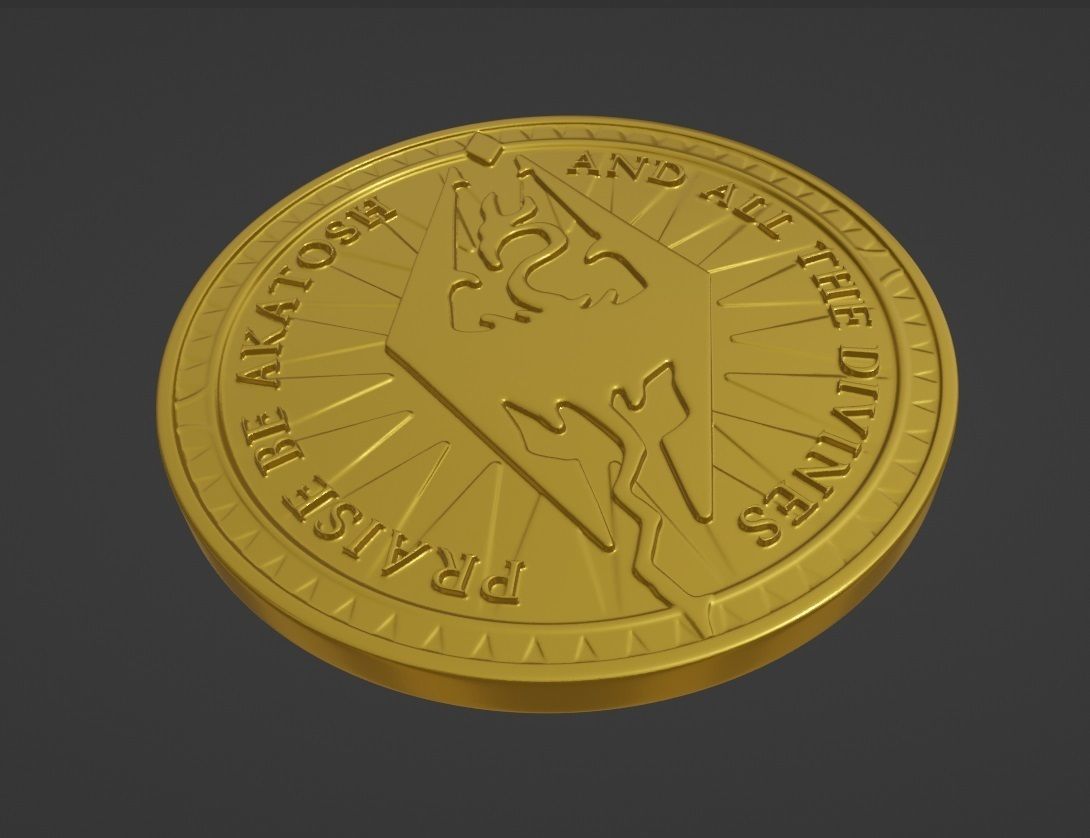 Golden septim Coin 3D print model_3