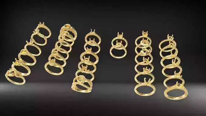 Various Modern Ladies designer wedding bands Dia Rings Jewelry  3D print model