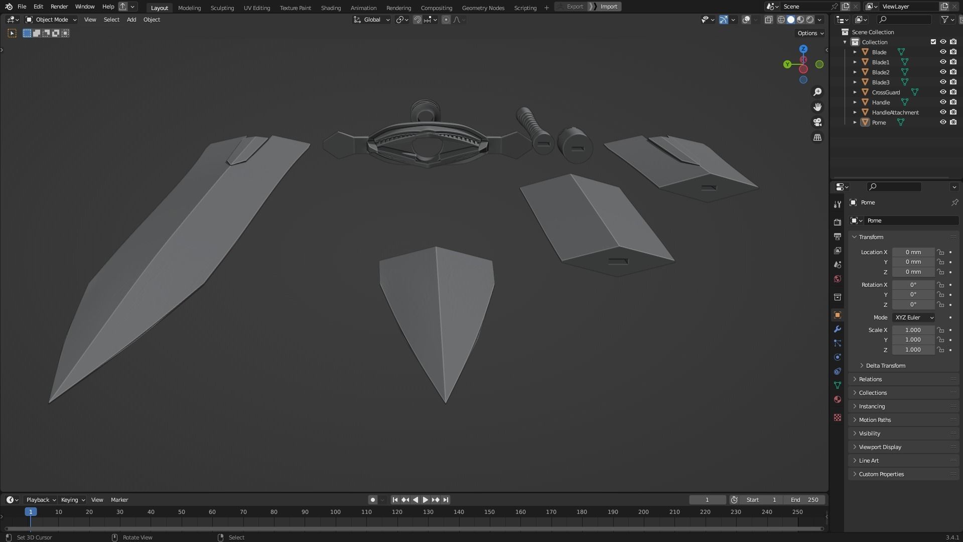 Dark Souls Faraam Full Armor with Shield and Sword for Cosplay 3D Model Collection_25